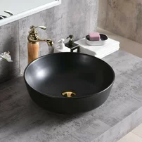 Lavoar pe blat Inter Ceramic Art rotund negru mat 41.5 cm