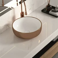 Lavoar pe blat Inter Ceramic Art rotund rose-gold lucios 41.5 cm