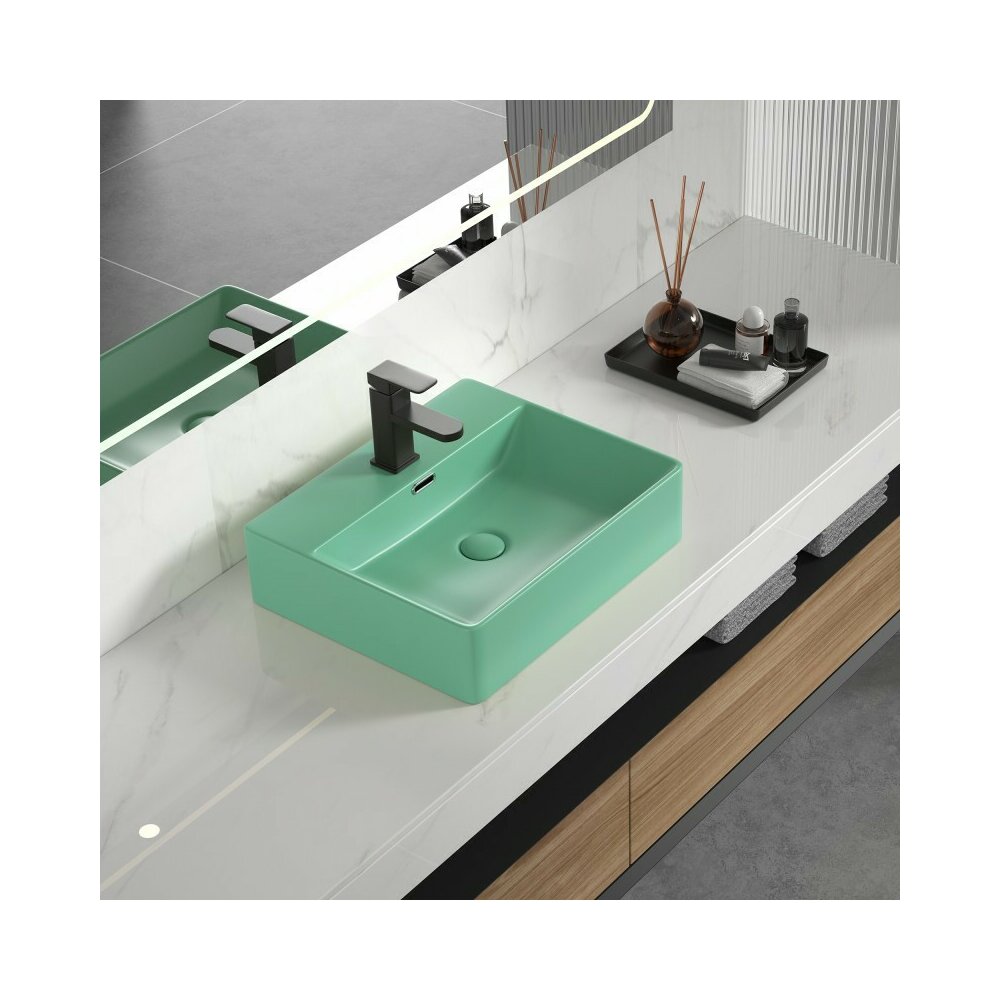 Lavoar pe blat Inter Ceramic Art verde deschis mat 50 cm
