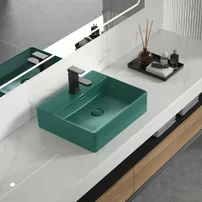 Lavoar pe blat Inter Ceramic Art verde inchis mat 50 cm