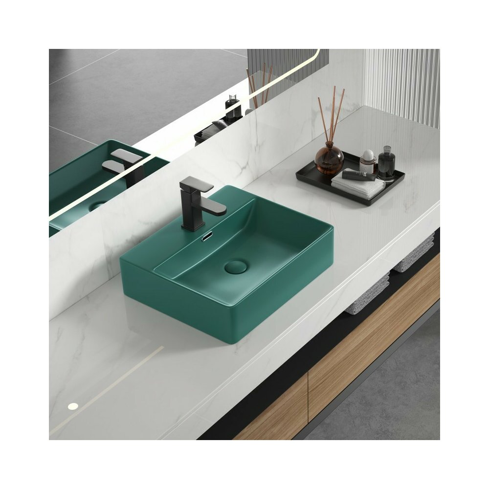 Lavoar pe blat Inter Ceramic Art verde inchis mat 50 cm