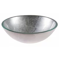Lavoar pe blat Inter Ceramic din sticla rotund argintiu lucios 42 cm