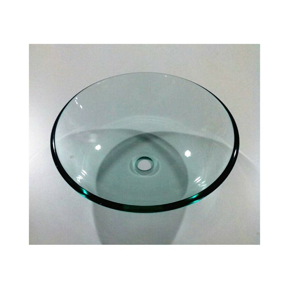 Lavoar pe blat Inter Ceramic din sticla rotund transparent lucios 42 cm