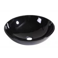 Lavoar pe blat Inter Ceramic rotund negru lucios 42 cm