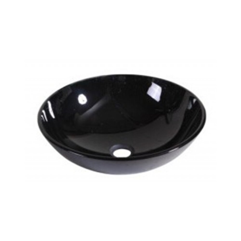 Lavoar pe blat Inter Ceramic rotund negru lucios 42 cm