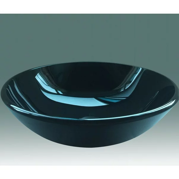 Lavoar pe blat Inter Ceramic rotund negru lucios 42 cm picture - 2