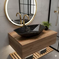 Lavoar pe blat negru mat Rune Kari 63.5 cm