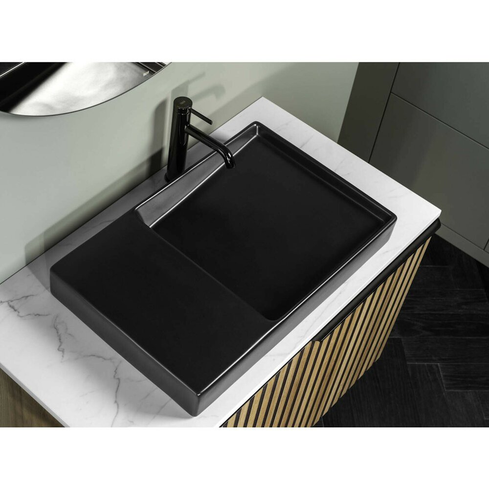 Lavoar pe blat negru mat Roca Horizon 60 cm