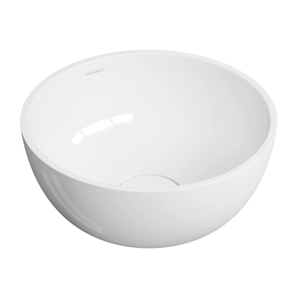Lavoar pe blat Omnires Shell M+ finisaj alb lucios 35 cm