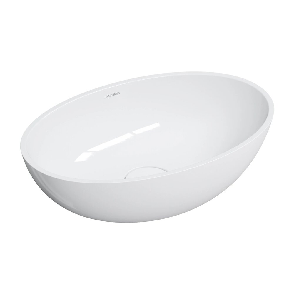 Lavoar pe blat Omnires Shell M+ finisaj alb lucios 50 cm