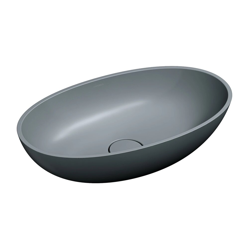 Lavoar pe blat Omnires Shell M+ finisaj gri cenusa mat 60 cm