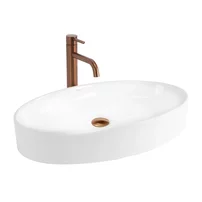 Lavoar pe blat Rea Adriana oval 61.5 cm alb lucios