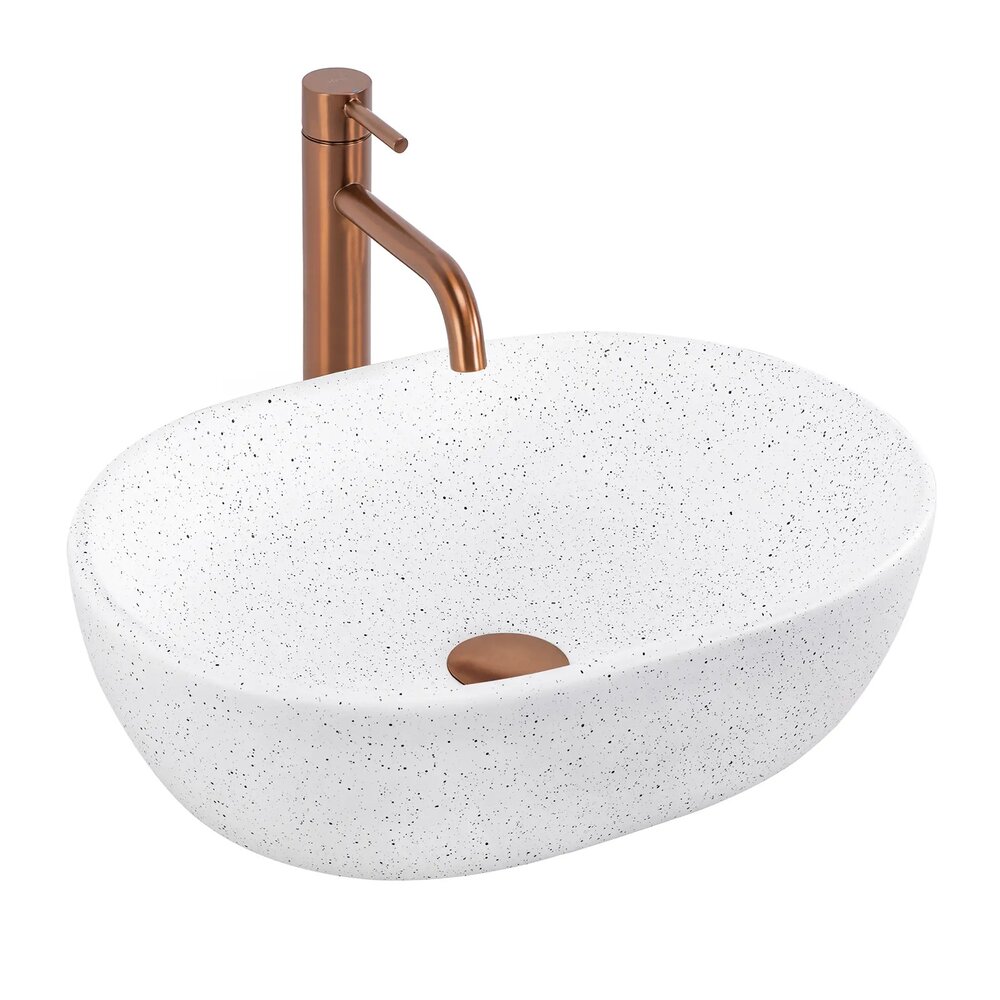 Lavoar pe blat Rea Amelia oval 48 cm alb-piatra mat