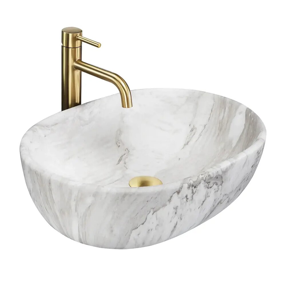 Lavoar pe blat Rea Amelia oval 48 cm gri-ash mat