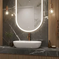 Lavoar pe blat Rea Amelia oval 52 cm alb lucios