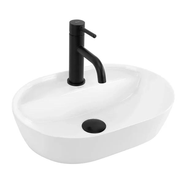 Lavoar pe blat Rea Aura oval 42 cm alb lucios picture - 5
