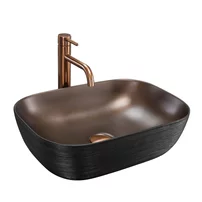 Lavoar pe blat Rea Belinda dreptunghiular 46.5 cm cupru periat-negru mat