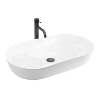 Lavoar pe blat Rea Cleo oval 70 cm alb lucios