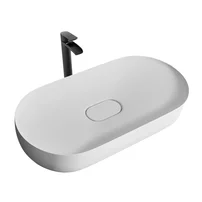 Lavoar pe blat Rea Iris compozit oval 70 cm alb lucios