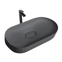Lavoar pe blat Rea Iris compozit oval 70 cm gri mat