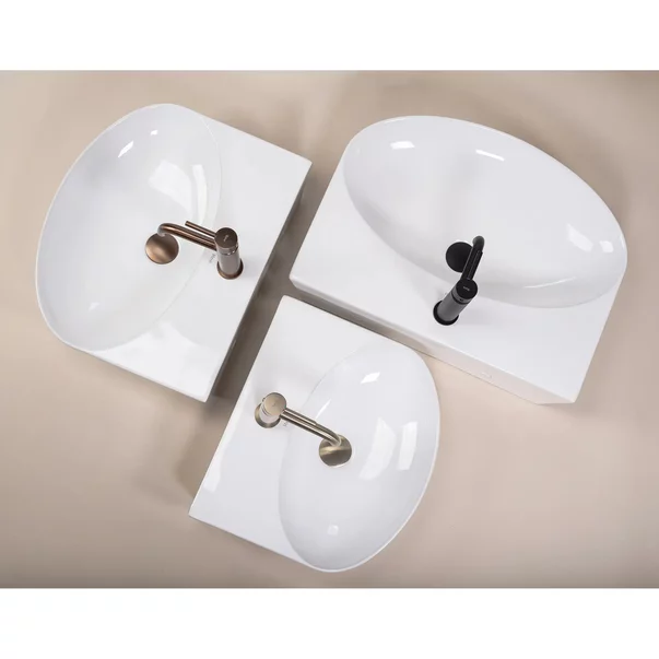 Lavoar pe blat Rea Kim semioval 45.5 cm alb lucios picture - 2