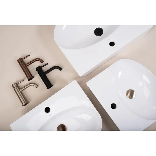 Lavoar pe blat Rea Kim semioval 45.5 cm alb lucios picture - 4