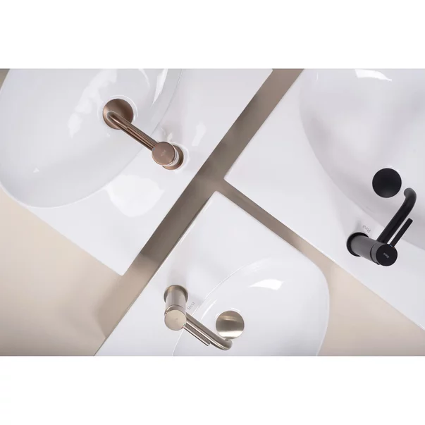 Lavoar pe blat Rea Kim semioval 45.5 cm alb lucios picture - 5