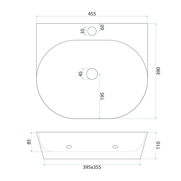 Lavoar pe blat Rea Kim semioval 45.5 cm alb lucios picture - 6