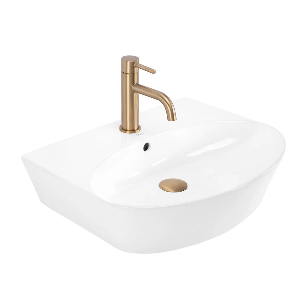 Lavoar pe blat Rea Kim semioval 51.5 cm alb lucios