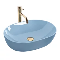 Lavoar pe blat Rea Lisa oval 49 cm albastru lucios