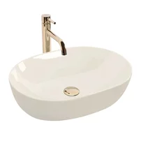 Lavoar pe blat Rea Lisa oval 49 cm ecru lucios