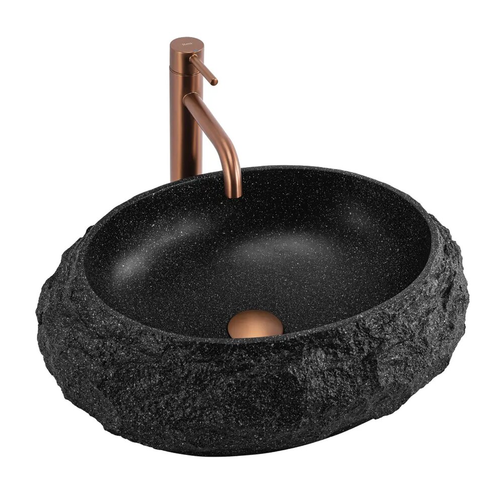 Lavoar pe blat Rea Mika oval 48 cm negru mat