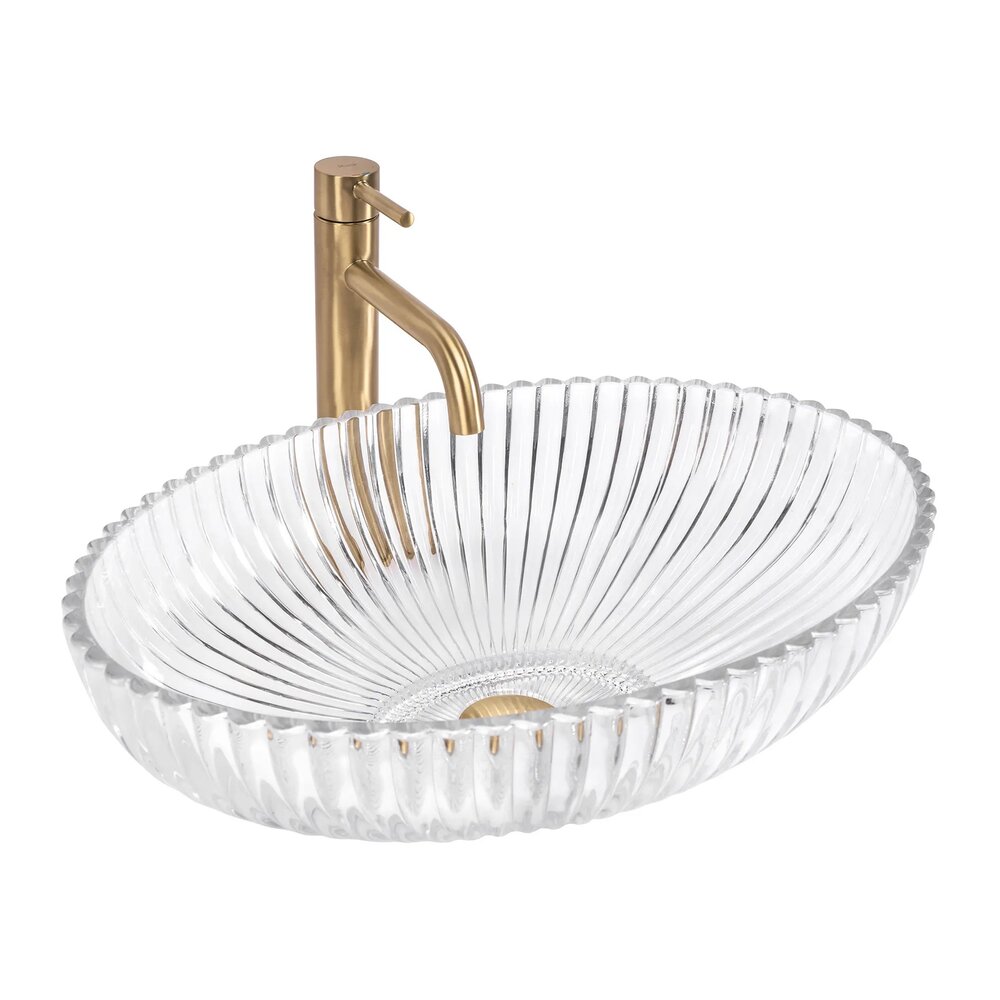 Lavoar pe blat Rea Nicole sticla securizata oval 51 cm transparent lucios