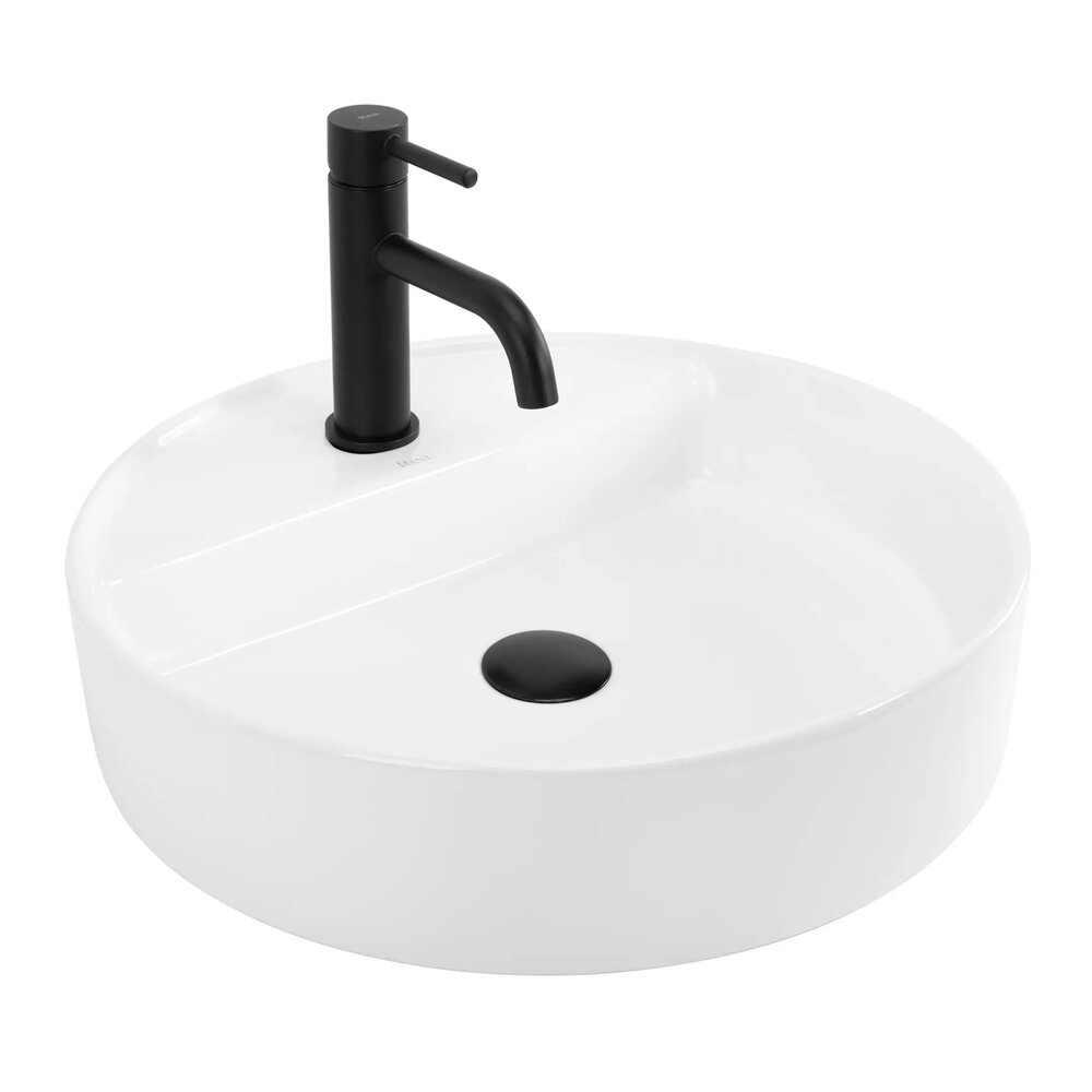 Lavoar pe blat Rea Ronda rotund 45 cm alb lucios