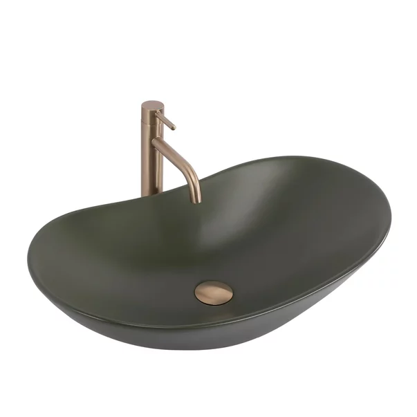 Lavoar pe blat Rea Royal oval 61.5 cm Olive verde mat