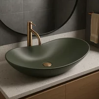 Lavoar pe blat Rea Royal oval 61.5 cm Olive verde mat