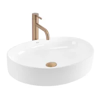 Lavoar pe blat Rea Sabina oval 50 cm alb lucios