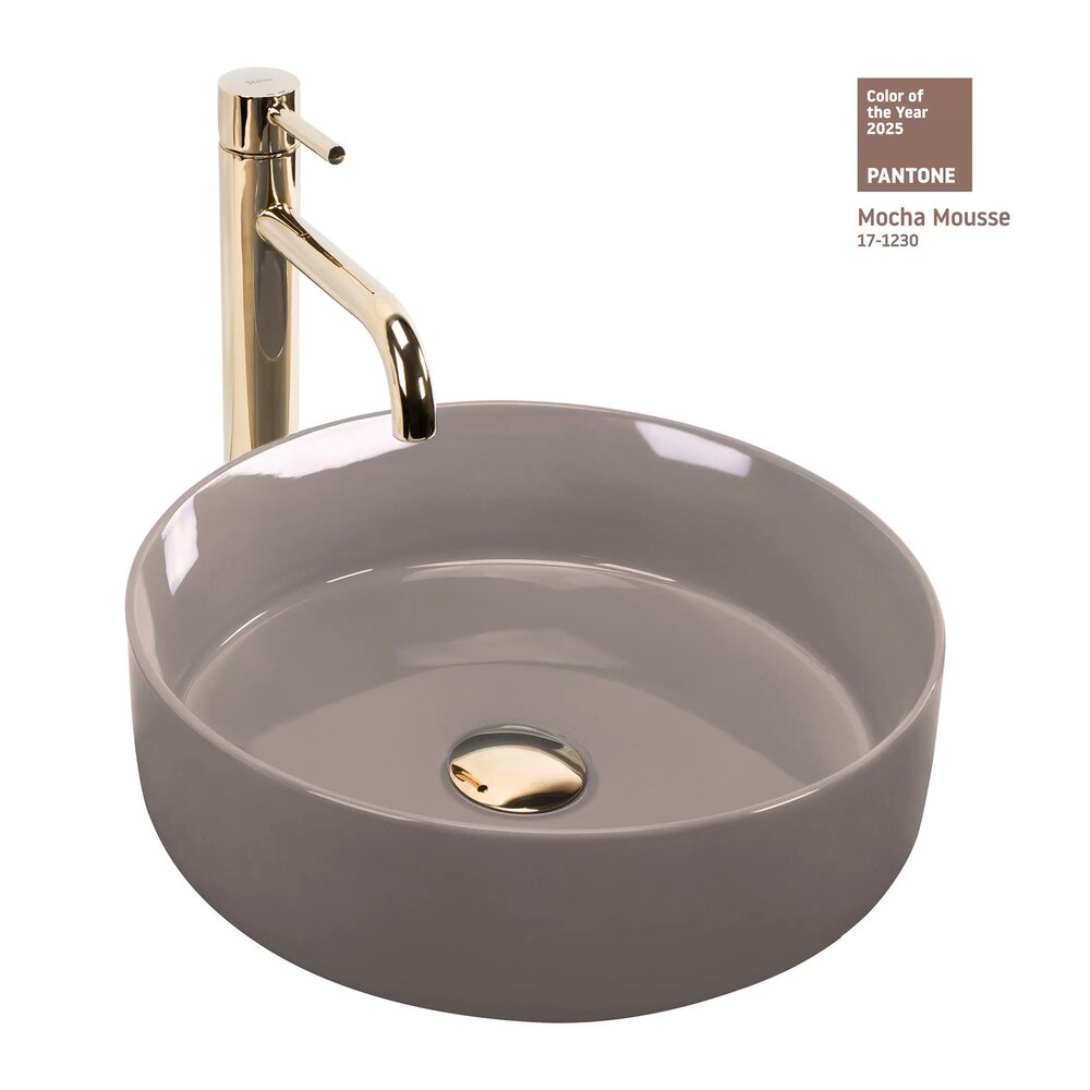 Lavoar pe blat Rea Sami rotund 36 cm bej lucios