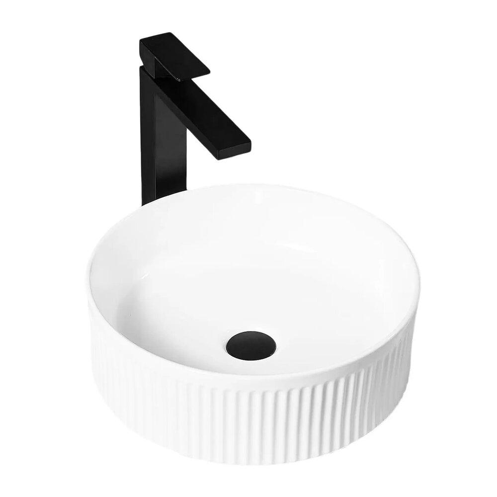 Lavoar pe blat Rea Selina rotund 36 cm alb lucios