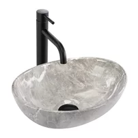 Lavoar pe blat Rea Sofia Mini oval 35 cm Grigio gri-lucios