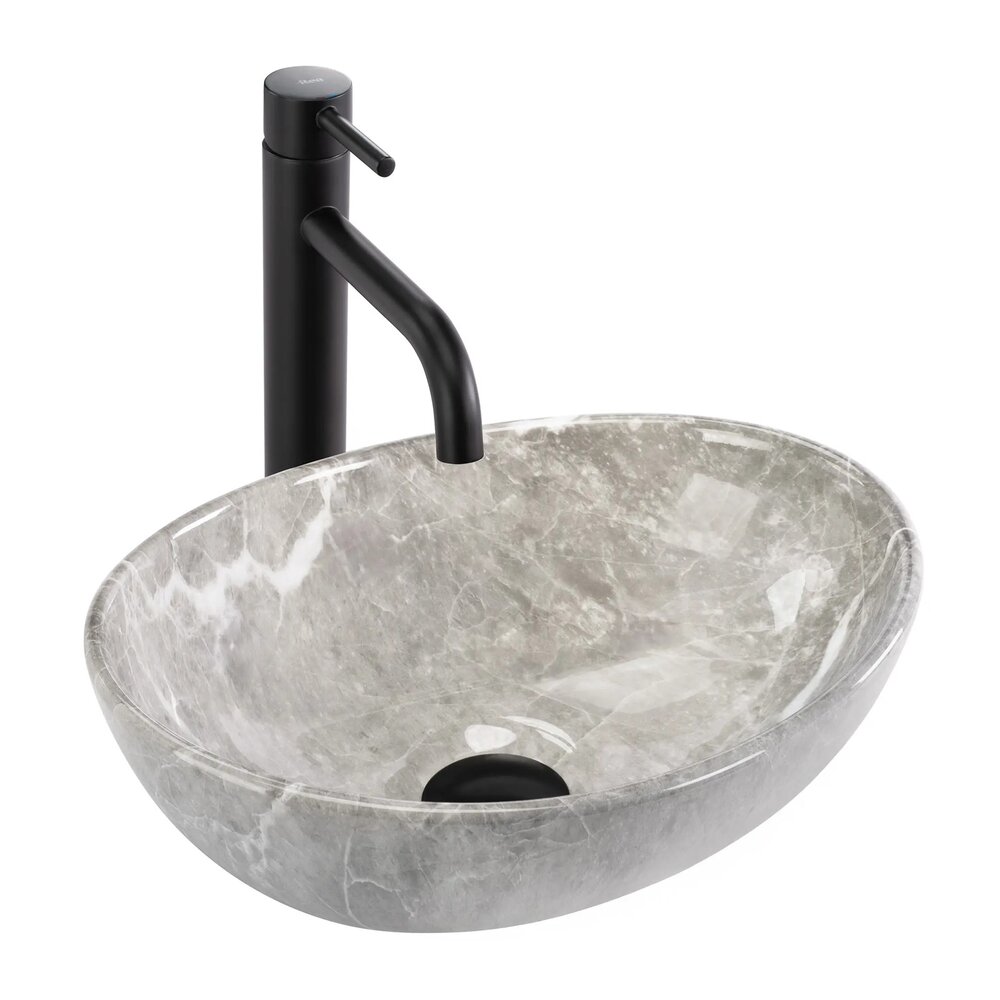 Lavoar pe blat Rea Sofia Mini oval 35 cm Grigio gri-lucios