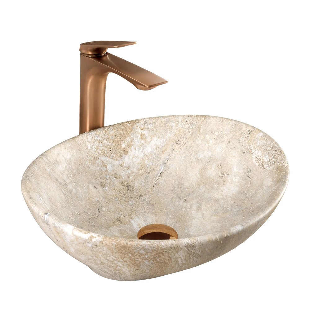 Lavoar pe blat Rea Sofia Savana oval 41 cm bej mat