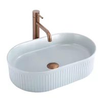 Lavoar pe blat Rea Vanda oval 49 cm Baby Blue albastru mat