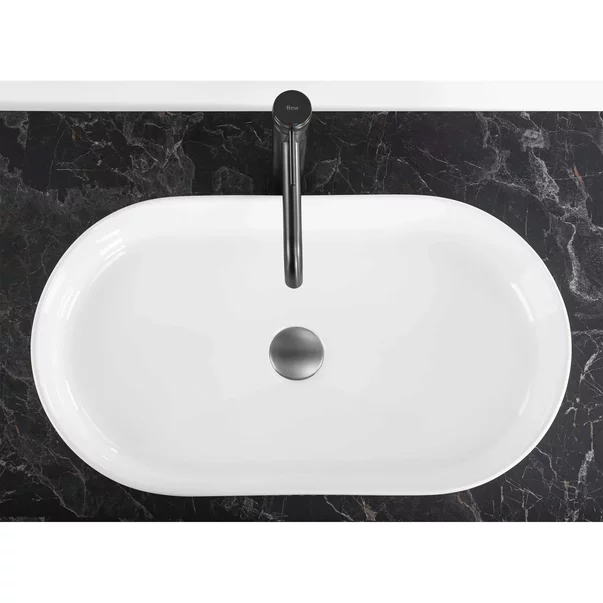 Lavoar pe blat Rea Vanda oval 60 cm alb lucios picture - 4