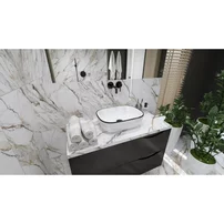 Lavoar pe blat Rune Alvar dreptunghiular 46 cm alb-negru lucios