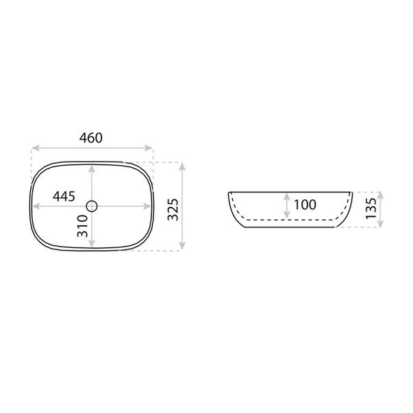 Lavoar pe blat Rune Alvar dreptunghiular 46 cm finisaj alb-negru mat picture - 3