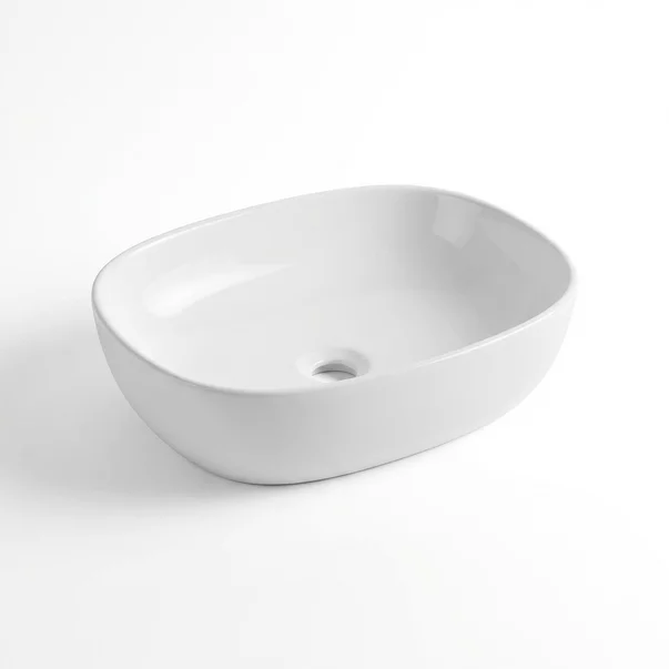 Lavoar pe blat Rune Arne dreptunghiular 46 cm alb lucios picture - 7