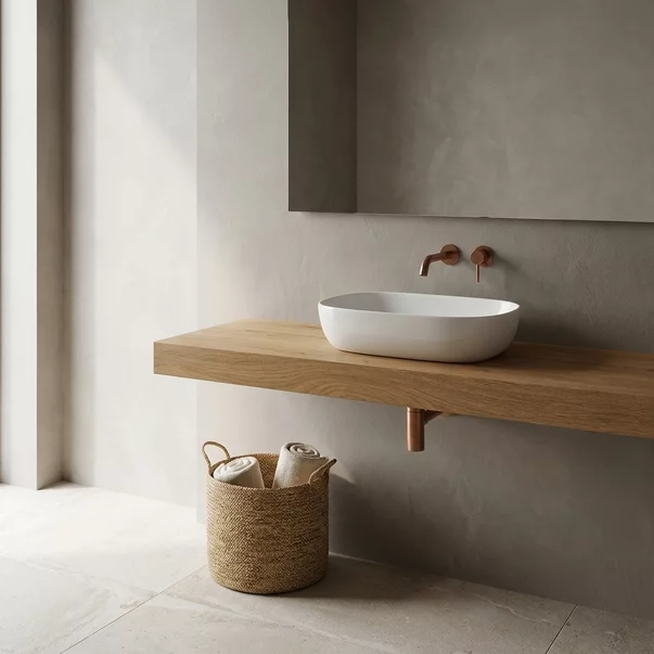 Lavoar pe blat Rune Arne dreptunghiular 46 cm alb lucios picture - 3