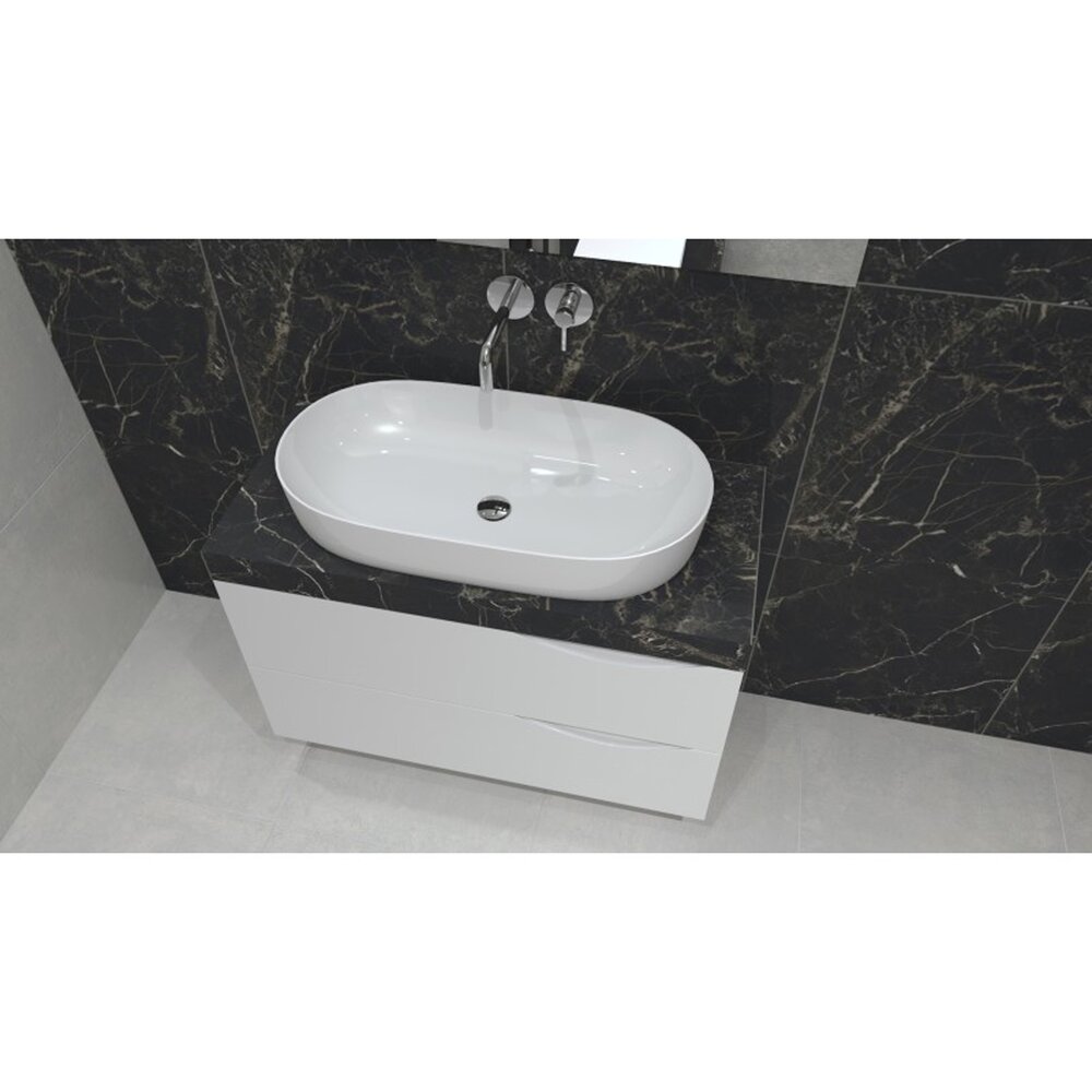 Lavoar pe blat Rune Dagaz oval 81 cm alb lucios