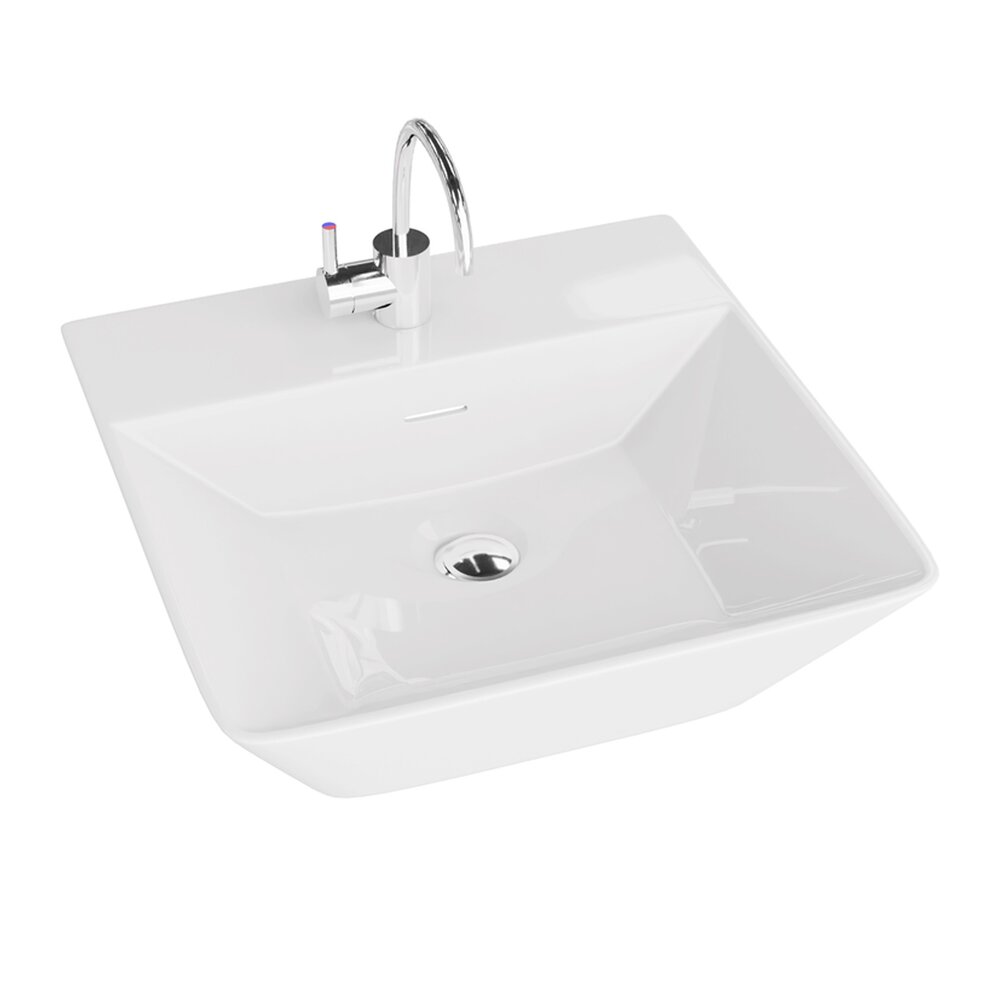 Lavoar pe blat Rune Eskil dreptunghiular 42 cm alb lucios